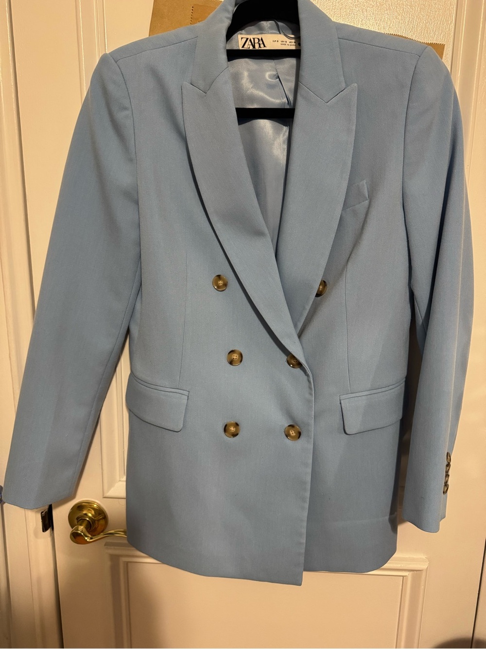 Zara Pale Blue Double-Breasted Blazer & Pants